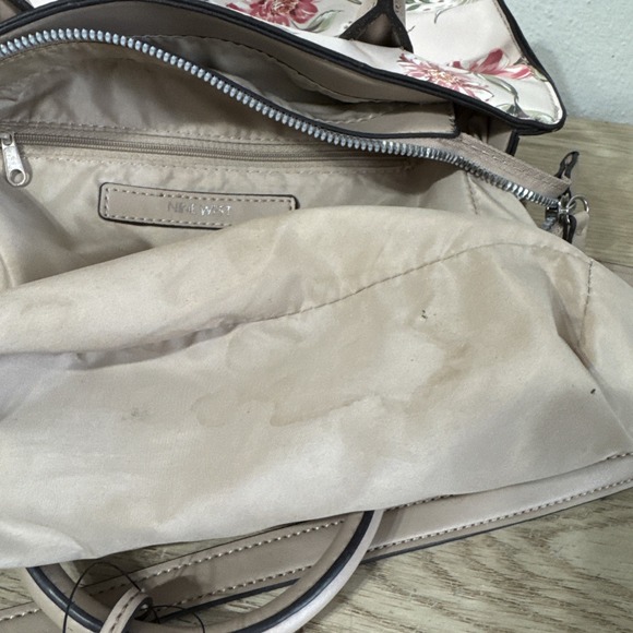 Nine West Aideen Begonia‎ Floral Handbag Structured Faux Leather Satchel DAMAGED - Picture 13 of 16